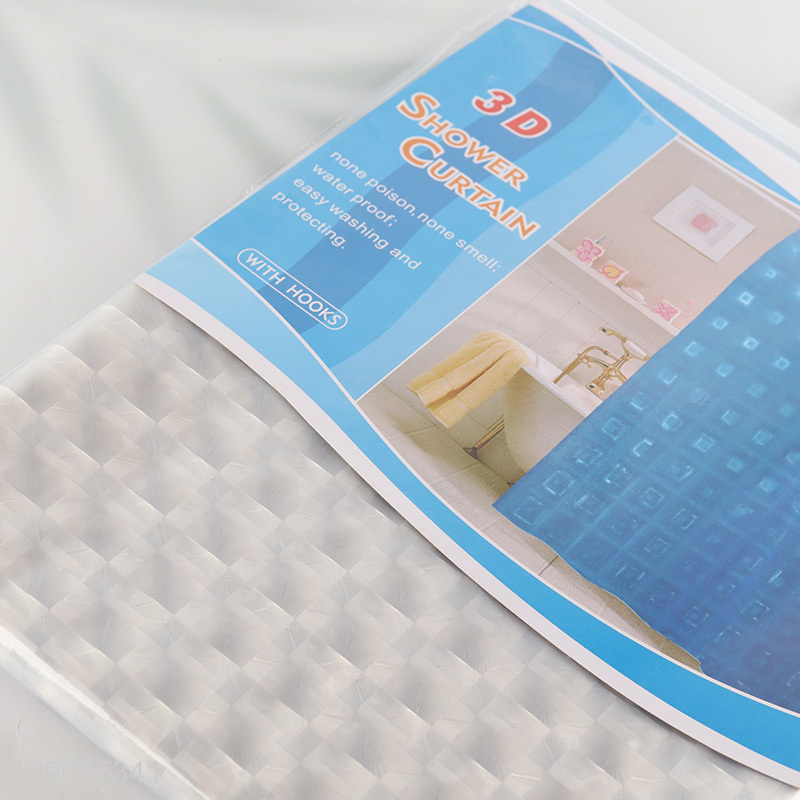 Top quality waterproof durable 3d shower curtain with hooks