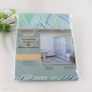 China wholesale waterproof home hotel <em>fabric</em> <em>shower</em> <em>curtain</em> with hooks