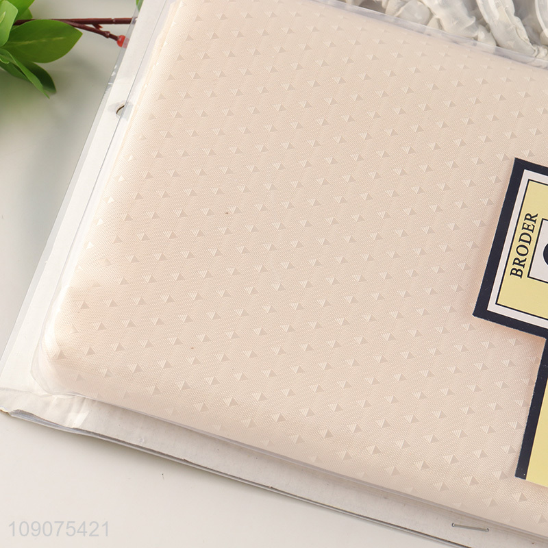 Latest products waterproof polyester fabric shower curtain with 12 fabric couered rings