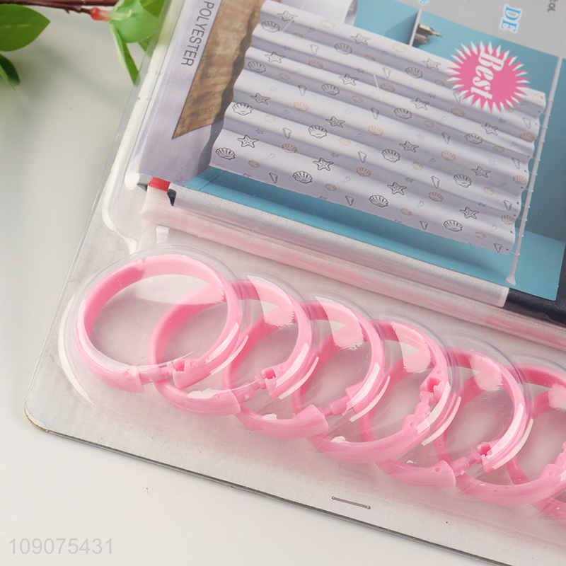 Top selling polyester waterproof bathroom accessories shower curtain with hooks