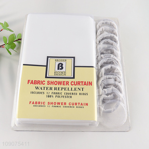 Best selling waterproof home hotel <em>shower</em> <em>curtain</em> with 12 <em>fabric</em> couered rings