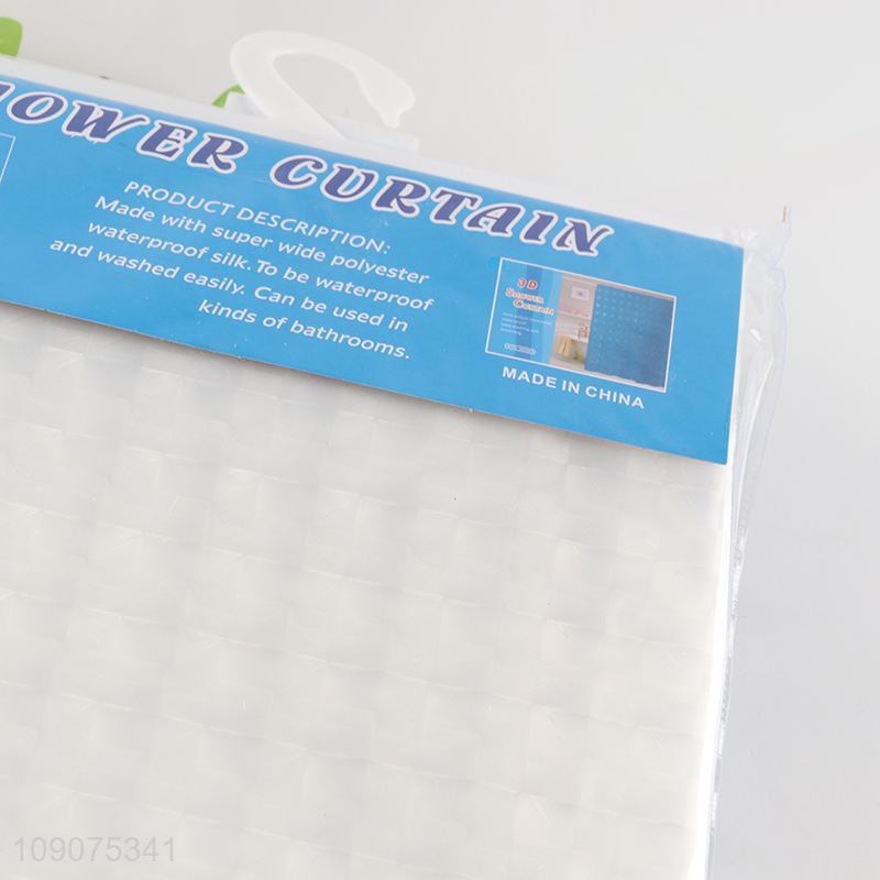 Top quality waterproof durable 3d shower curtain with hooks