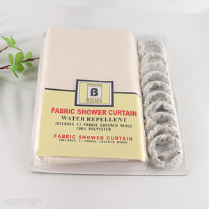 Latest products waterproof polyester <em>fabric</em> <em>shower</em> <em>curtain</em> with 12 <em>fabric</em> couered rings