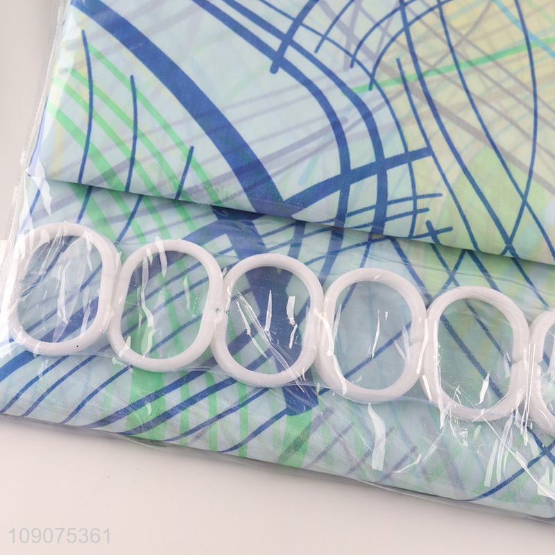 China wholesale waterproof home hotel fabric shower curtain with hooks