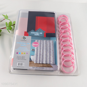 Top selling polyester waterproof bathroom accessories shower curtain with hooks