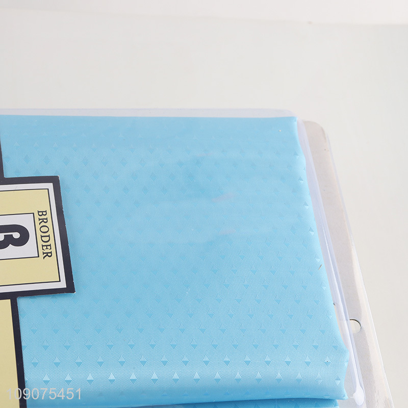 Best sale bathroom accessories polyester shower curtain with 12 fabric couered rings