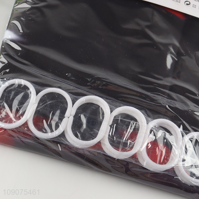 Online wholesale polyester bathroom accessories shower curtain with hooks