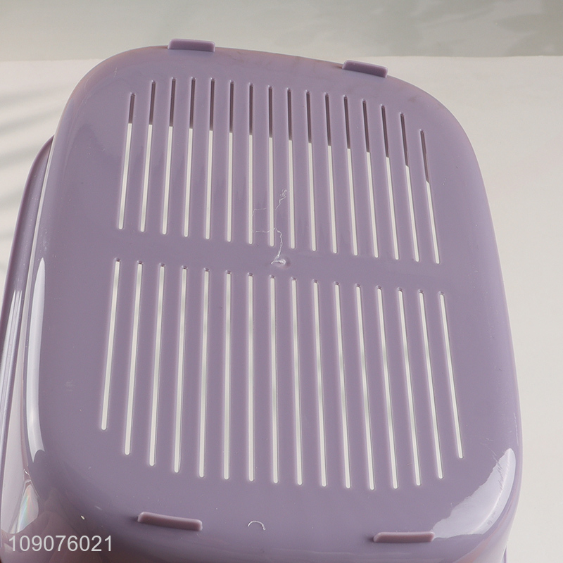 Good Quality 3PCS Double-Layer Plastic Fruits Vegetable Washing Basket Set