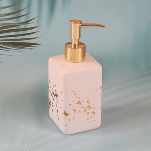 High Quality Ceramic Liquid Soap Dispenser with Gold Pump for Kitchen Bathroom