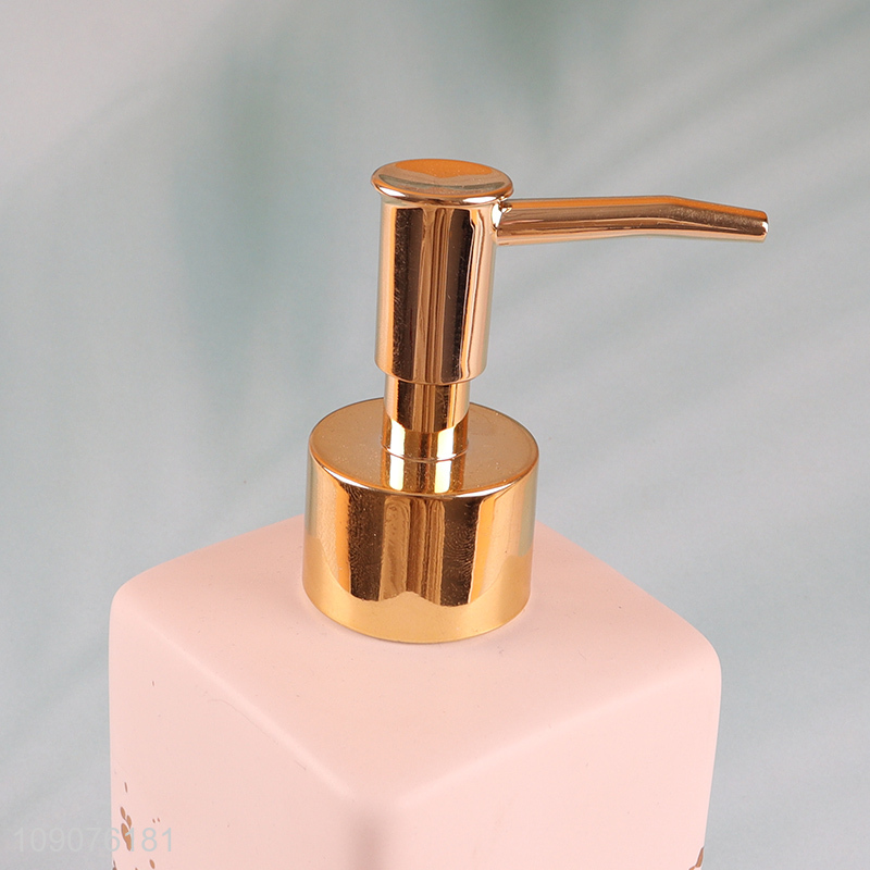 High Quality Ceramic Liquid Soap Dispenser with Gold Pump for Kitchen Bathroom