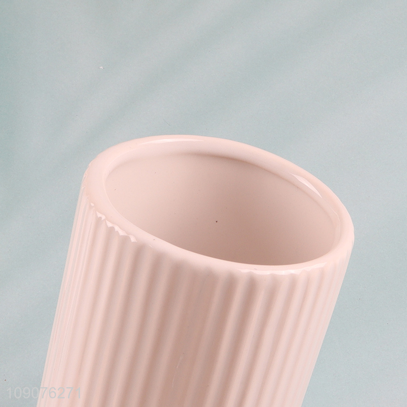 New Product Vertical Stripe Ceramic Mouthwash Cup Porcelain Bathroom Cup