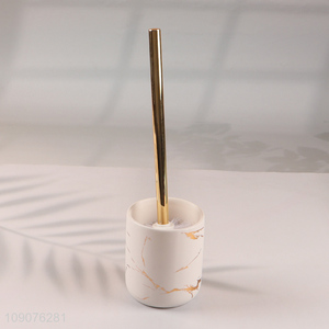 Promotional Marble Look Ceramic Toilet Bowl Brush <em>Set</em> <em>Bathroom</em> Accessories
