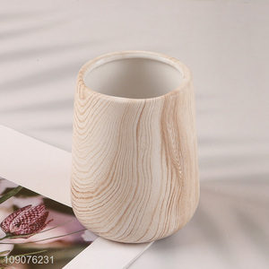 Wholesale Wood Grain Ceramic Mouthwash Cup Porcelain Bathroom Tumbler