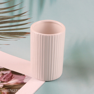 New Product Vertical Stripe Ceramic Mouthwash Cup Porcelain Bathroom Cup