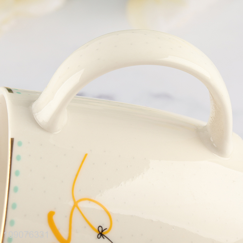 Hot selling flower pattern ceramic water cup drinking cup