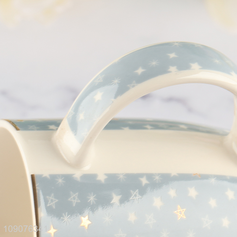 Top products star printed ceramic drinking cup water mug with handle