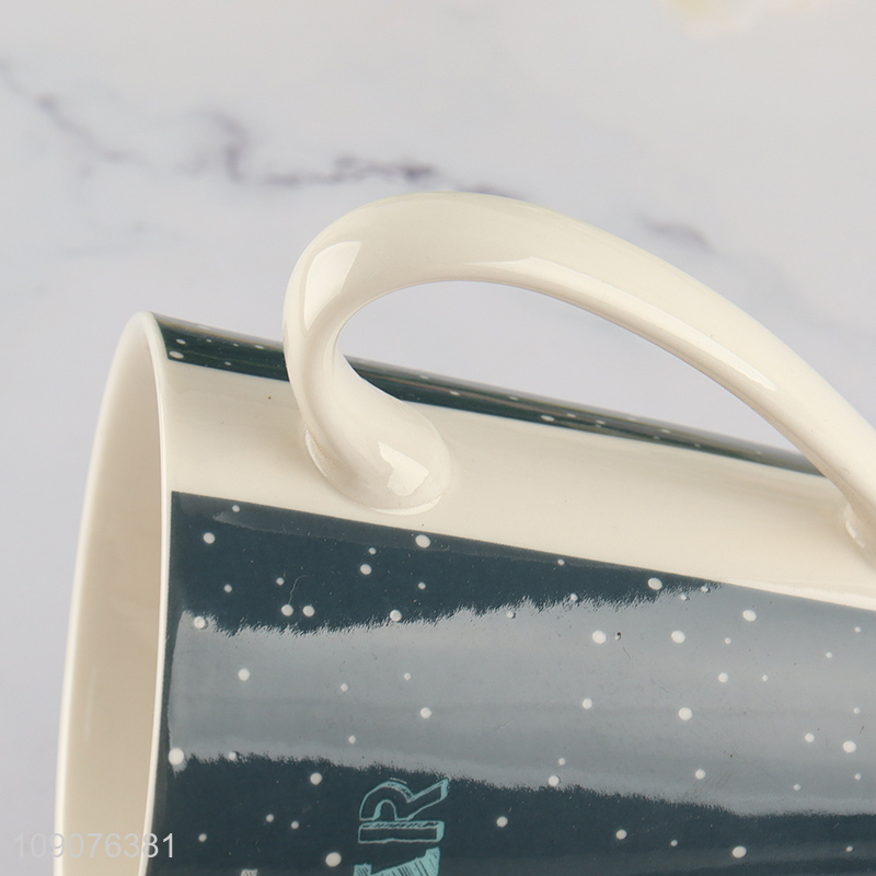 High quality happy new year ceramic cup water cup with handle