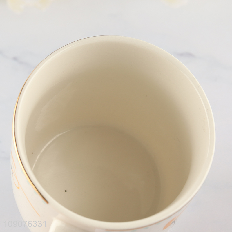 Hot selling flower pattern ceramic water cup drinking cup