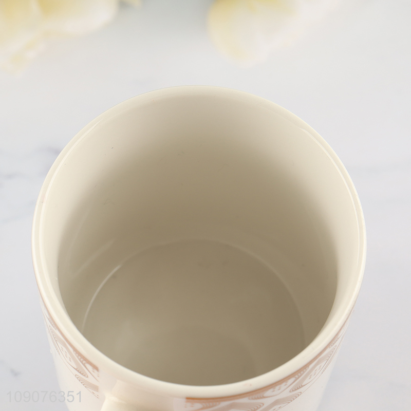 Online wholesale white ceramic water cup drinking cup with handle