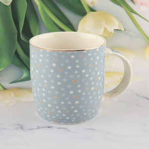 Top products star printed ceramic drinking cup water mug with handle