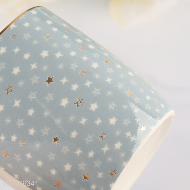 Top products star printed ceramic drinking cup water mug with handle