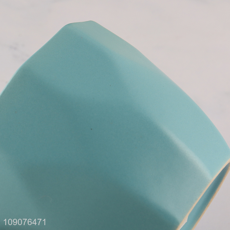 Good sale blue ceramic water cup drinking cup with handle