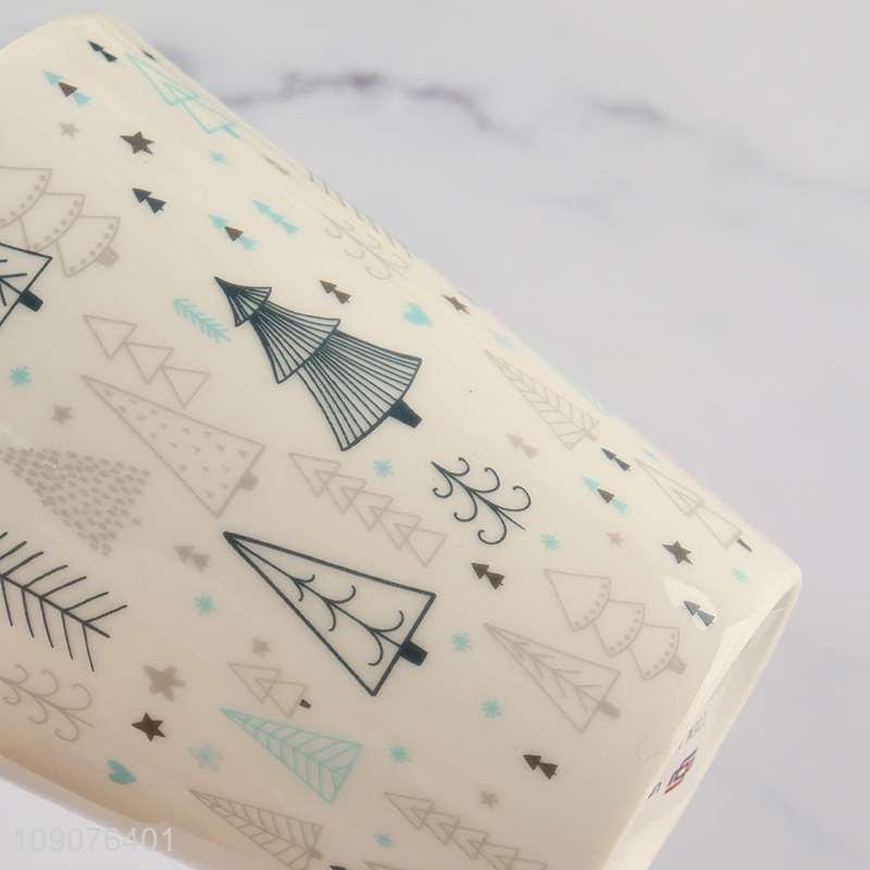 Latest products ceramic Christmas tree printed water cup water mug