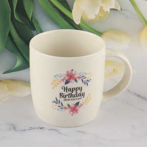 Most popular happy birthday ceramic water cup drinking cup for gifts