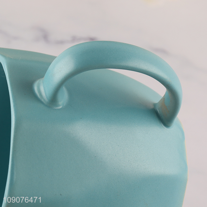 Good sale blue ceramic water cup drinking cup with handle