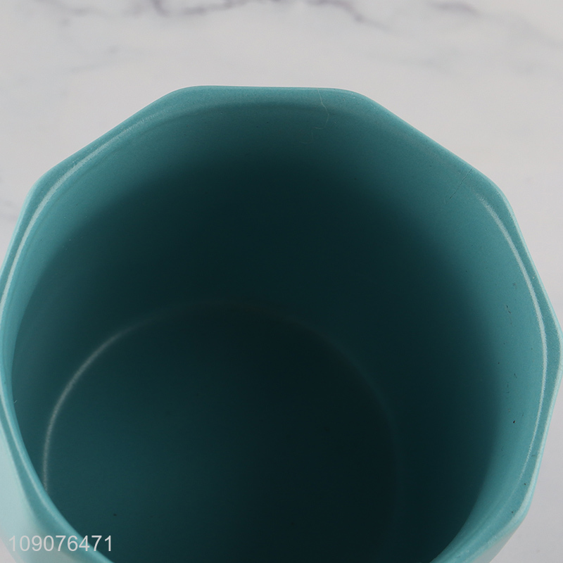 Good sale blue ceramic water cup drinking cup with handle