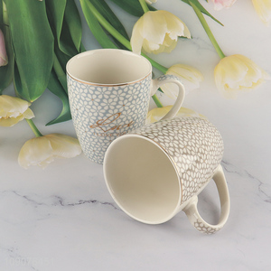 Factory price flower printed ceramic water cup drinking cup with handle