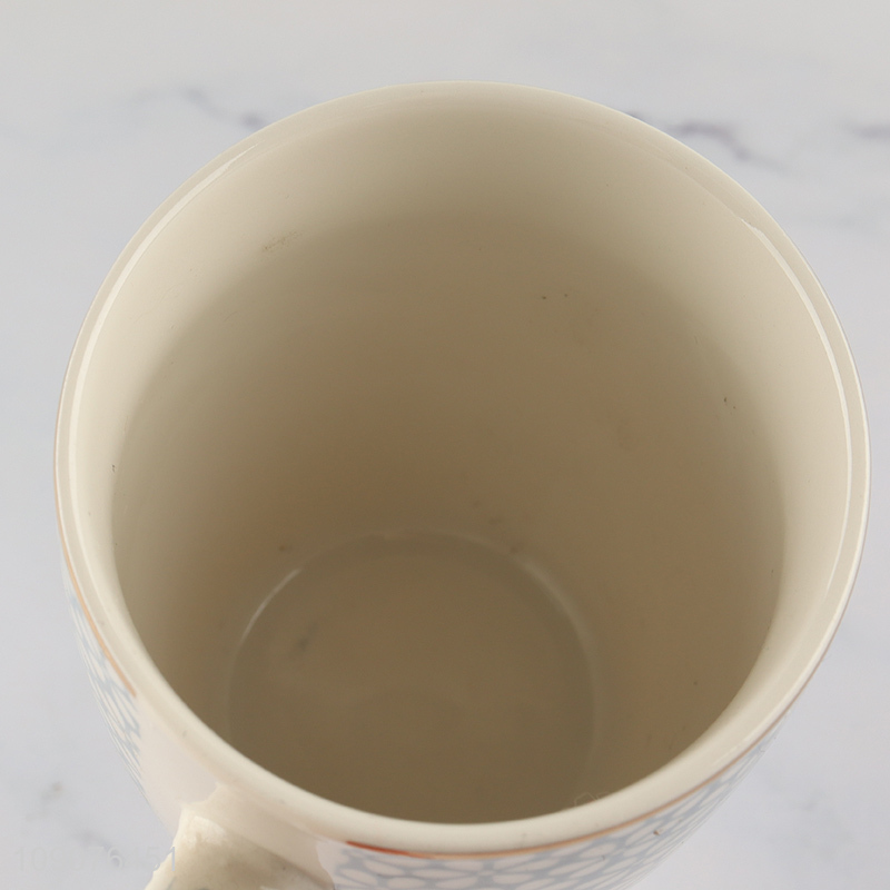 Factory price flower printed ceramic water cup drinking cup with handle