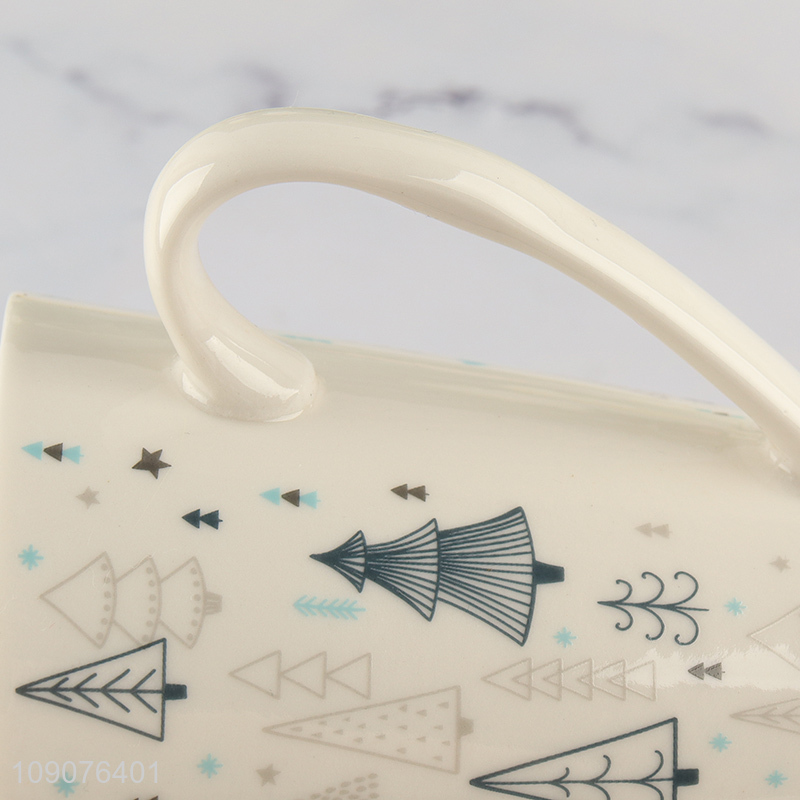 Latest products ceramic Christmas tree printed water cup water mug