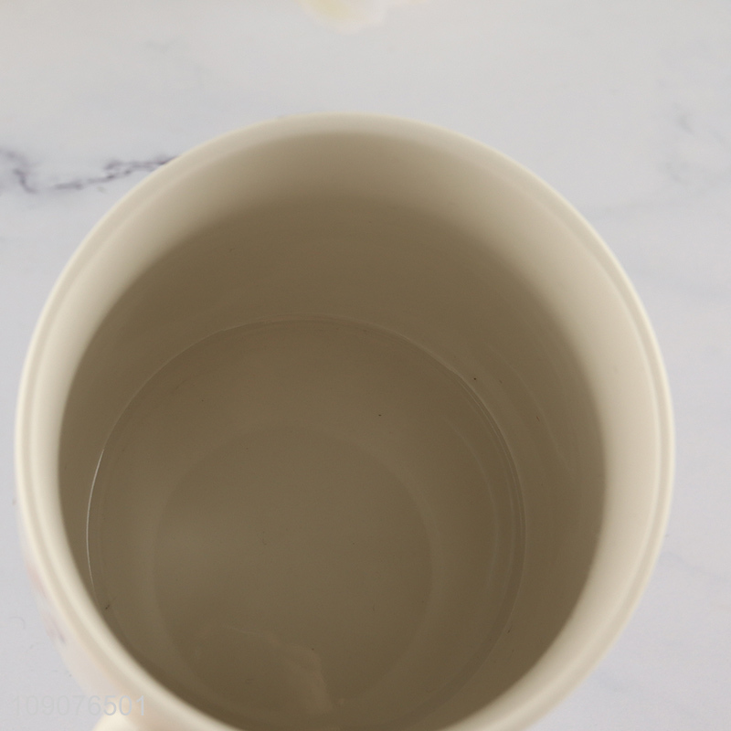 Most popular flower pattern ceramic water cup water mug with handle