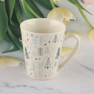 Latest products ceramic Christmas tree printed water cup water mug