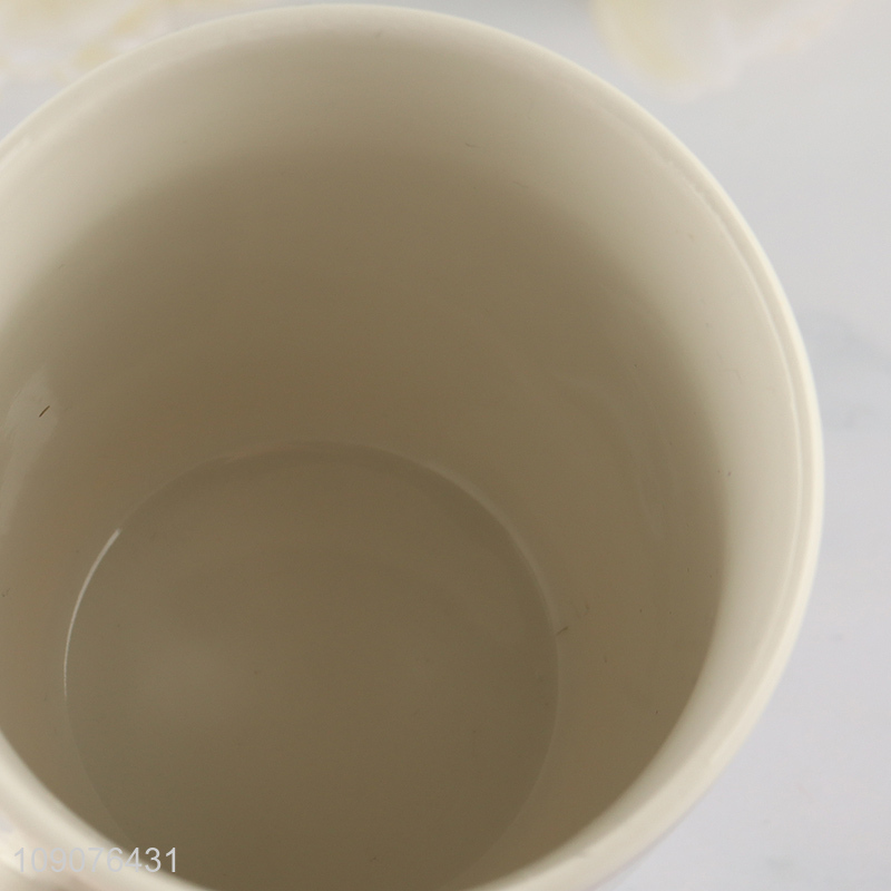 Good price white ceramic water cup drinking cup coffee mug with handle