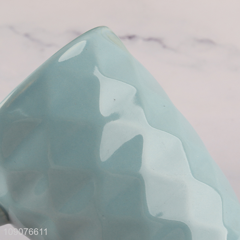 Low price blue ceramic water cup drinking cup coffee cup with handle