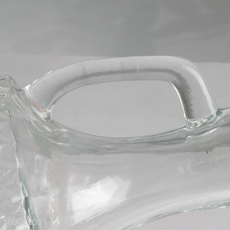 Hot Sale Embossed Glass Olive Oil Dispenser Bottles with Handle and Cork