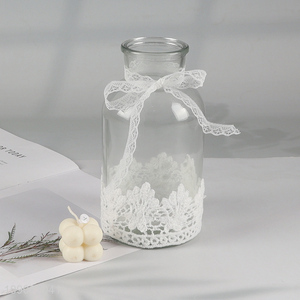 Good Quality Clear Glass Vases with Lace Sleeve for Wedding Table Decor