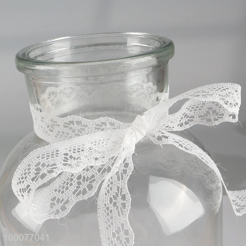 Good Quality Clear Glass Vases with Lace Sleeve for Wedding Table Decor