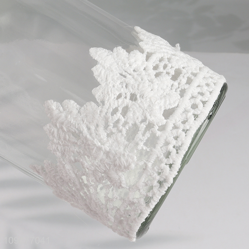 Good Quality Clear Glass Vases with Lace Sleeve for Wedding Table Decor