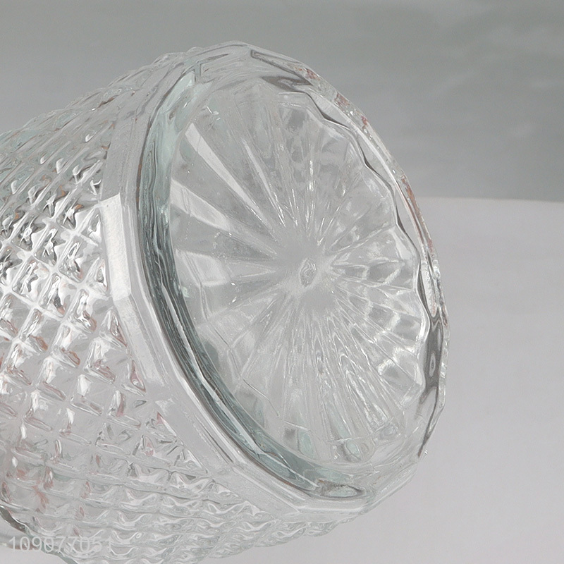 Hot Sale Embossed Glass Olive Oil Dispenser Bottles with Handle and Cork