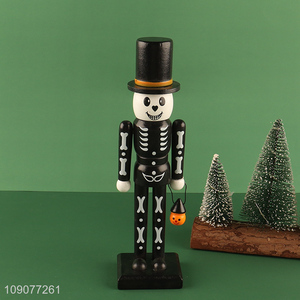 Good quality wooden crafts wooden skull nutcracker ornament for sale