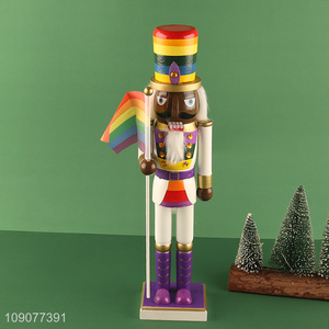 Good price rainbow color wooden nutcracker soldier ornament for decoration