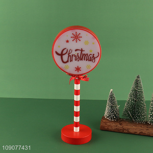 New products christmas desktop decoration wooden sign ornament with lights