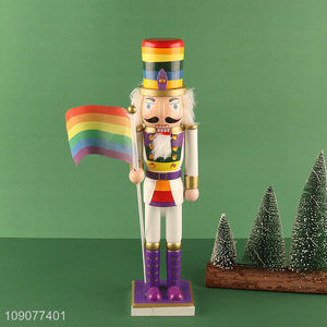 Best quality rainbow color christmas wooden nutcracker soldier ornament