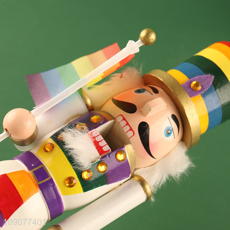 Best quality rainbow color christmas wooden nutcracker soldier ornament