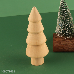 Good selling desktop decoration wooden xmas tree ornament wholesale