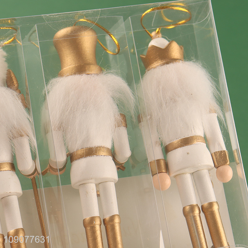 China supplier 3pcs christmas hanging ornament wooden nutcracker soldier ornament