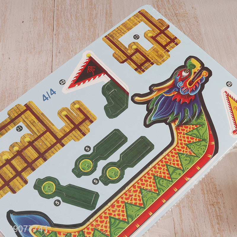 Factory Direct Sale 33 Pieces 3D Dragon Boat Puzzle for Kids